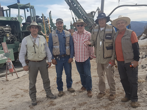 L-R: Oscar Gonzales, Chief Geologist; César Symonds, Geologist: John Darch, Chairman; Mel Herdrick, VP Exploration; Jorge Diaz, VP Operations.