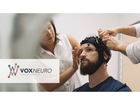 Patient being set up for a VoxNeuro Cognitive Health Assessment™. Photo by Steven Kim.