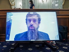 Twitter CEO Jack Dorsey gives his opening statement remotely during a Senate hearing with big tech companies in Washington, D.C. Wednesday.