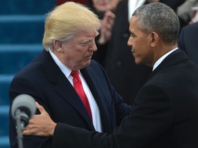 Face off: U.S. presidents Barack Obama and Donald Trump.