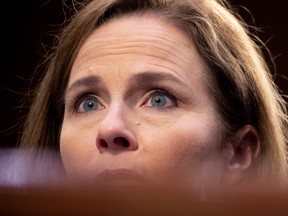 Judge Amy Coney Barrett testifies during the third day of her Senate confirmation hearing to the Supreme Court on Capitol Hill in Washington, DC, U.S., October 14, 2020.