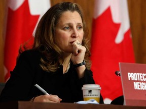 Chrystia Freeland, Canada's deputy prime minister and minister of finance, will give an update on government spending on Nov. 30.