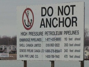 Enbridge Line 5 is an oil and natural gas pipeline that crosses under the St. Clair River from Michigan to Sarnia.