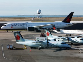 Air Canada planes at Vancouver's International Airport.