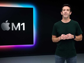 Apple Inc's vice president of Hardware Engineering John Ternus unveils  M1, the first chip designed specifically for the Mac in November.