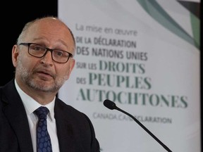 Justice Minister David Lametti makes an announcement about the United Nations Declaration on the Rights of Indigenous Peoples in Ottawa on Dec. 3, 2020.