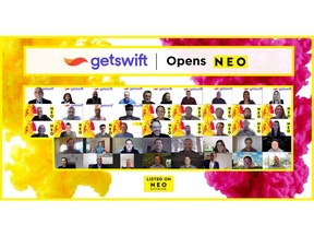 GetSwift (NEO:GSW), a trailblazing technology company providing a suite of last-mile delivery logistics services, participates in a digital market open to celebrate their launch today on the NEO Exchange. GetSwift is now available for trading under the symbol NEO:GSW.