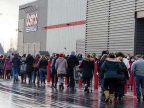Crowds of shoppers at a Costco in Ottawa in December.