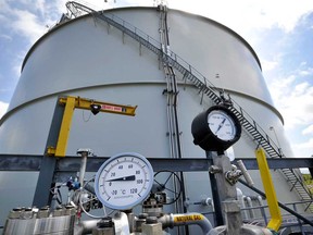 An LNG storage tank near Ladysmith, B.C. While the commodity price has skyrocketed globally, the Canadian export project closest to completion, LNG Canada, isn’t expected to be in service until 2023 at the earliest.