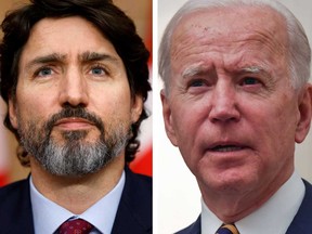 Prime Minster Justin Trudeau, left, and U.S. President Joe Biden.