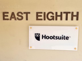 A sign outside Hootsuite's offices in Vancouver.