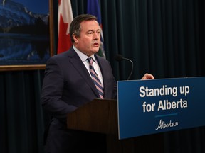 Alberta Premier Jason Kenney responding to the Keystone XL pipeline permit cancellation on Wednesday, Jan. 20, 2021.