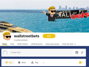 The WallStreetBets message board on Reddit.