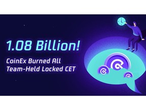 CoinEx burned all 1.08 billion locked CET.