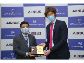 Abhishek Sinha, Chief Operating Officer and Board Member LTTS with Rémi Maillard, President & Managing Director, Airbus India & South Asia, commemorate LTTS joining the Skywise Partner Program
