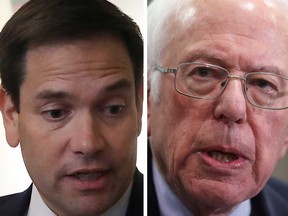 In the United States, interventionist industrial policy is championed by Bernie Sanders, right, on the far left and by Marco Rubio, left, of the Republican Party.