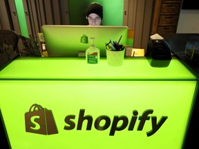 An employee works at Shopify's headquarters in Ottawa.