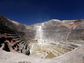 An open pit at Barrick Gold Corp's Veladero gold mine is seen in Argentina's San Juan province.