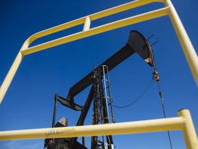 A pump jack operates near Stratford, Texas.