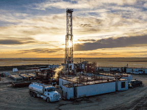 A Royal Helium Ltd. rig drilling for helium in Saskatchewan.