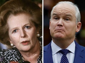 Former British Prime Minister Margaret Thatcher and Canadian Conservative leader Erin O'Toole. Leaders like Margaret Thatcher don’t come along very often, writes Matthew Lau.
