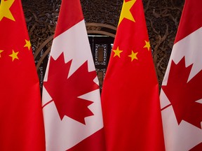 Canadian and Chinese flags.