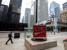 CIBC signage in Toronto's financial district.