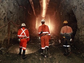 Miners at a Barrick Gold mine in Tanzania.