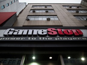The front of a GameStop store in New York.