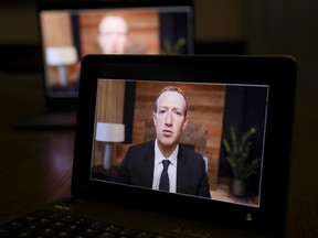 ark Zuckerberg, chief executive officer of Facebook Inc., speaks virtually during a House Energy and Commerce Subcommittees hearing.