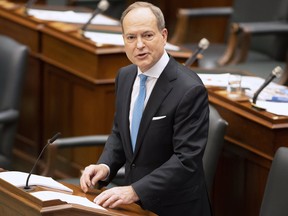 Ontario Finance Minister Peter Bethlenfalvy delivers the Provincial Budget in the Ontario Legislature in Toronto on Wednesday.