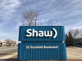 Signage outside a Shaw store in Winnipeg