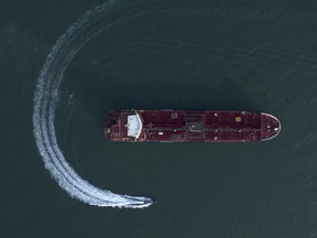 An aerial view shows a speedboat of Iran's Revolutionary Guard moving around the British-flagged oil tanker Stena Impero which was seized in the Strait of Hormuz on Friday by the Guard, in the Iranian port of Bandar Abbas in 2019.
Iran and the West has been at odds for years, but the revival of the nuclear deal could cool tensions.