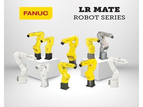 FANUC's popular LR Mate industrial robot series offers 10 model variations including food & beverage, clean room and wash proof versions. These small tabletop robots can be equipped with a variety of intelligent features including robot vision and force sensing functionality for even higher levels of accuracy and productivity.