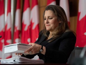 Minister of Finance Chrystia Freeland delivers a hefty federal budget in the House of Commons on April 19, 2021.