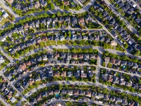 An aerial photo of homes in Burnaby, B.C.