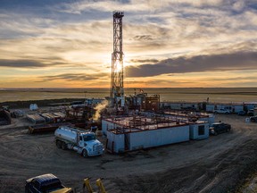 A Royal Helium Ltd. rig drilling for helium in Saskatchewan.