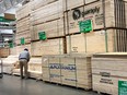 Stacks of lumber are offered for sale at a home centre in Chicago, Illinois.