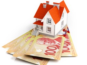 Canadian dollar banknotes under a house