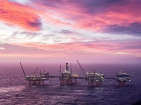 A view of the Johan Sverdrup oilfield in the North Sea, January 7, 2020.