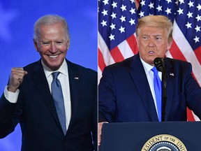 So far, Joe Biden, left, is just a protectionist American president like his predecessor Donald Trump, right, but with a friendlier face, writes Jack Mintz.