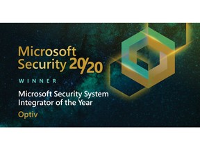 Optiv Security has been named a Microsoft Security 20/20 award winner for the Security System Integrator of the Year
