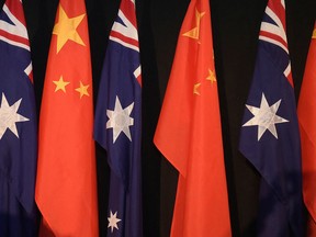 The national flags of China and Australia
