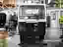 An electric truck sits on the assembly floor inside the Canadian Electric Vehicles Ltd. manufacturing facility in Parksville, British Columbia.