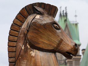 A trojan horse outside Canada's parliament.