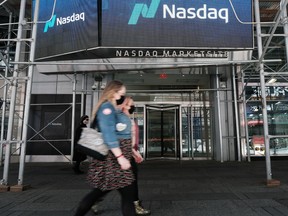 The tech-heavy Nasdaq Composite in New York City. There are a lot of catalysts for tech stocks, but there will be headwinds shorter term, Kristina Cooper says.