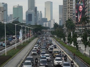 Afternoon rush hour traffic in the central business district of Jakarta, Indonesia in June. A trade deal would expand market access to the rapidly growing Southeast Asian archipelago that boasts a population of 270 million, more than six times that of Canada.