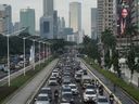 Busy afternoon traffic in the central business district of Jakarta, Indonesia in June.  A trade deal would expand market access to the fast-growing Southeast Asian archipelago, which boasts a population of 270 million, more than six times that of Canada.