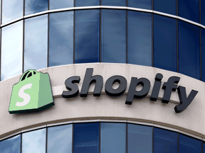 The Shopify logo outside its headquarters in Ottawa.
