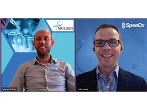 Due to travel restrictions Maarten de Groot, MolGen CEO and Colin Denver, SpeeDx CEO joined a virtual session to officially announce the collaboration that will combine Molgen liquid handling and purpose-built automation with SpeeDx COVID-19 diagnostic solutions - extending a full workflow offering to pathology laboratories.